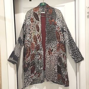Soft Surroundings artsy wool blend embroidered fall cardigan S/M